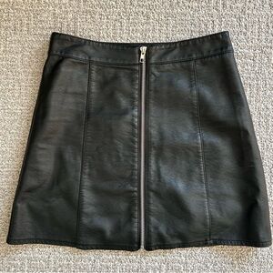 Pleather Zipper Mini Skirt